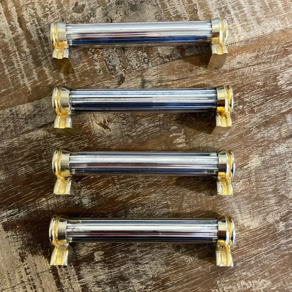 4 Knife Rests Chopstick Rests Signed SL Silver Plated and Gold Tone Vintage